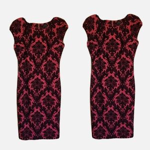 🍑Worthington Red & Black Damask Print Dress